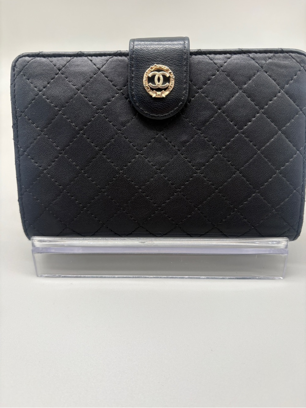 Chanel Black Quilted Leather Bifold Wallet Pink Interior With COA